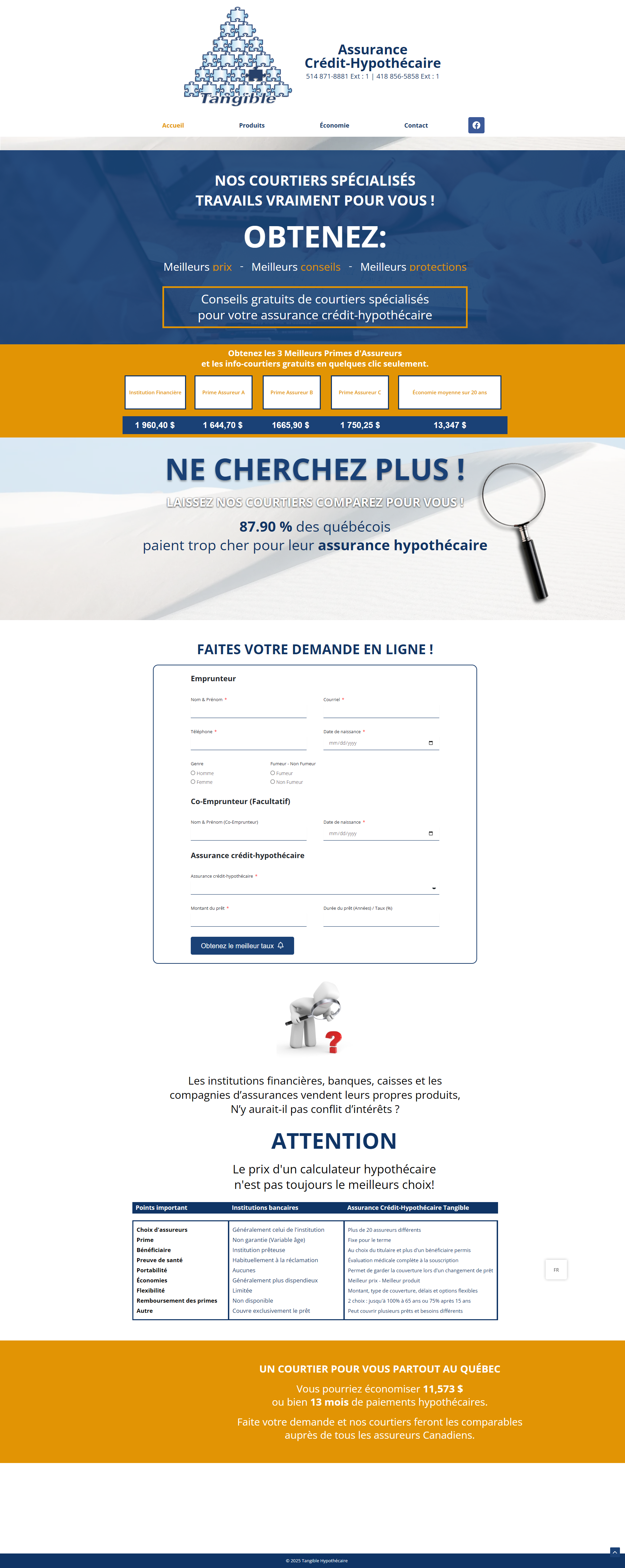 Screenshot of Assurances Hypothèque