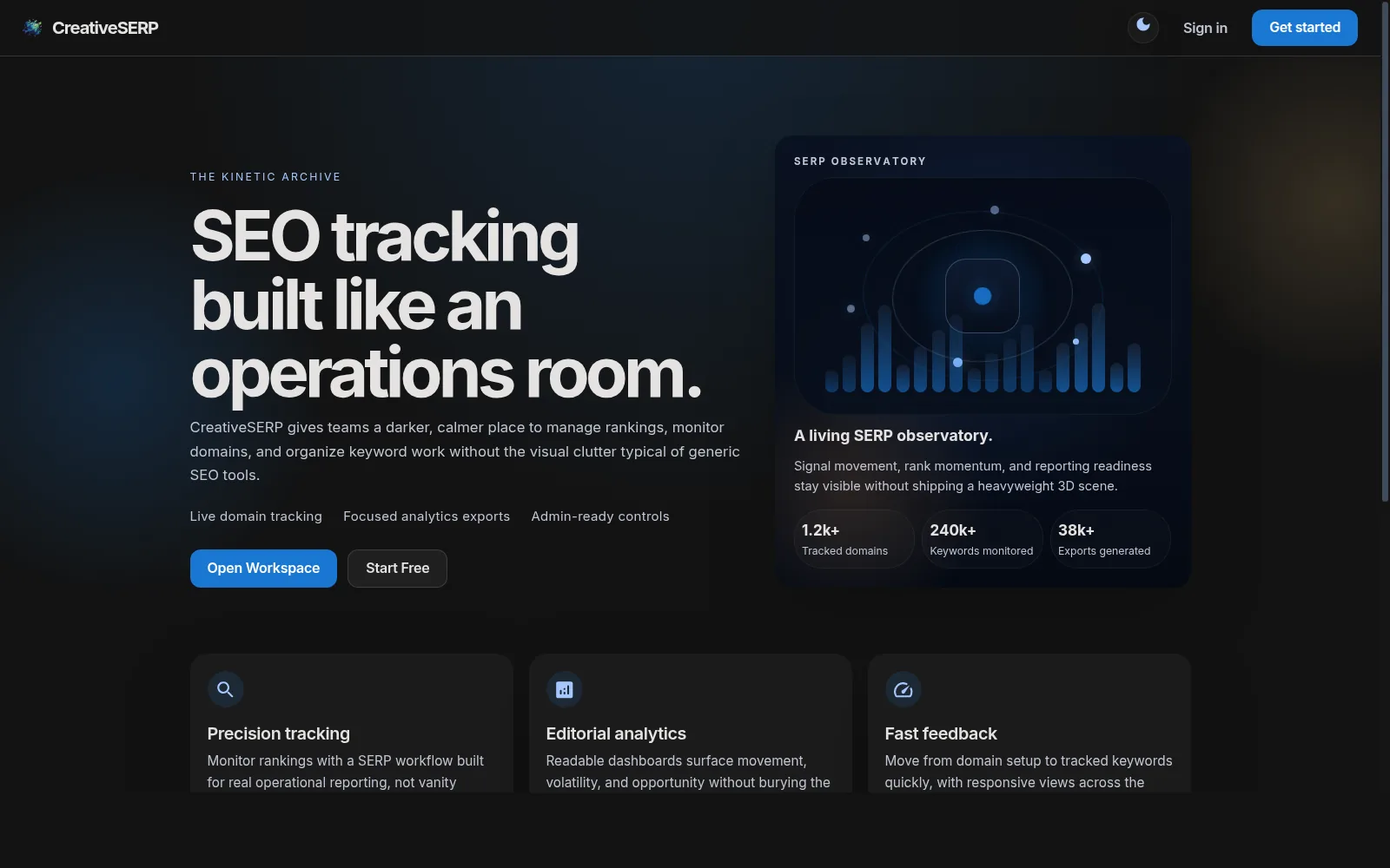 Screenshot of CreativeSERP