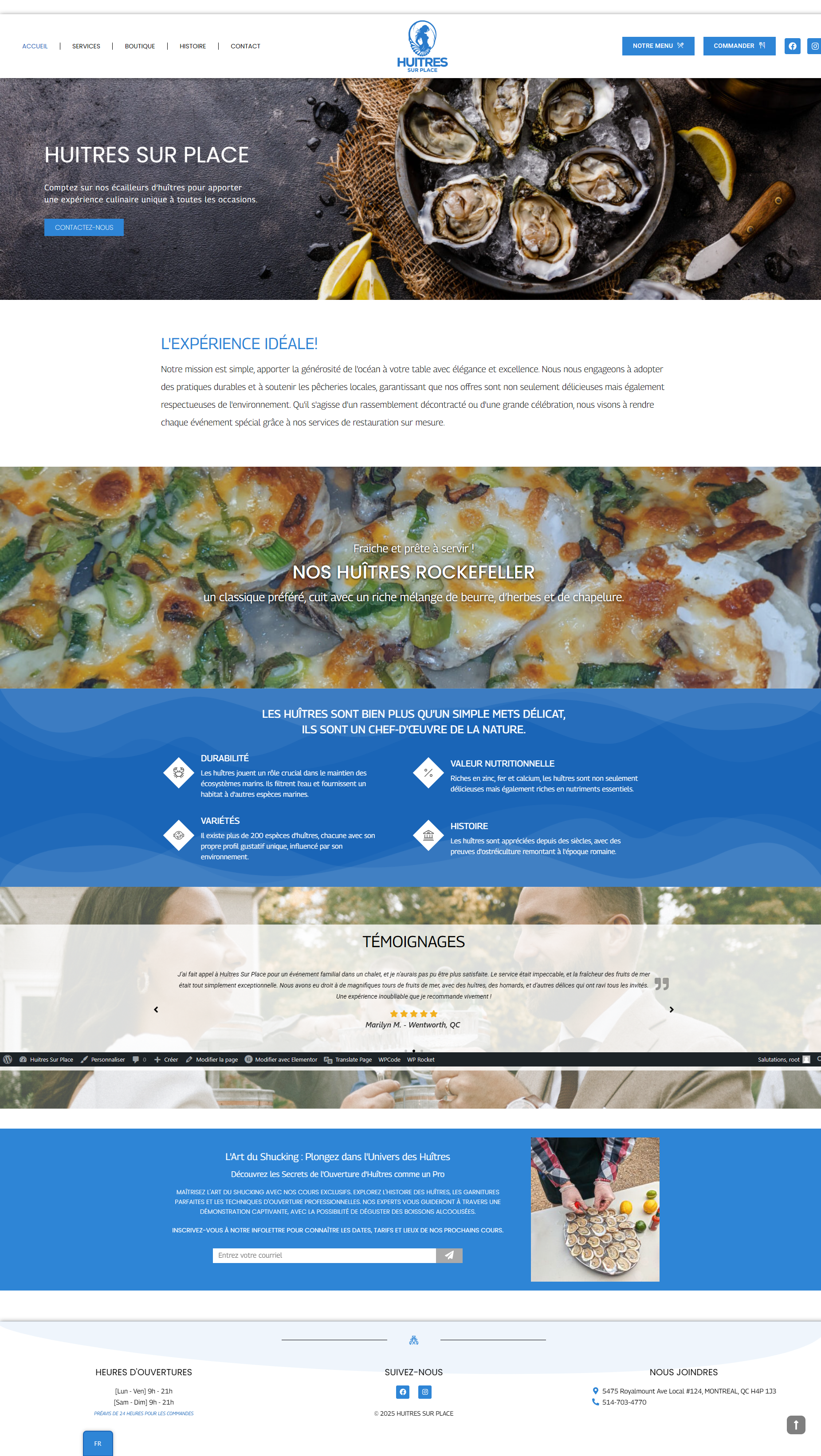 Screenshot of Huîtres Sur Place